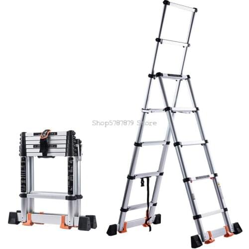 Household Ladder, Telescopic Lift, Folding Ladder, Thickened Aluminum Alloy Miter Ladder, Indoor Multi-functional Fiv