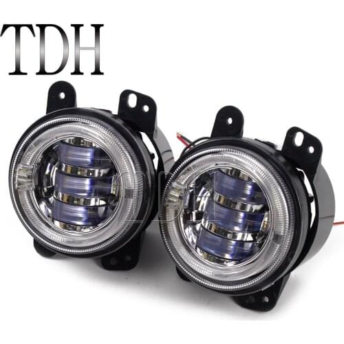 2pcs 4" Round White LED Fog Lights For Jeep Wrangler JK Grand Cherokee 2011-2013 30W Halo Ring DRL Fog Lamps For Dodge Magnum