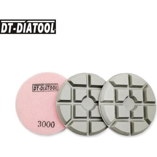 DT-DIATOOL 3pcs Dia 100mm/4" Diamond Concrete Polishing Pads Grit#3000 Resin Bond Sanding Discs Repairing For concrete Floor