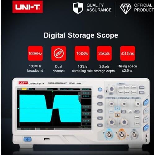 UTD2102CEX-II Digital Storage Oscilloscope Cost-effective Benchtop with 8-inch Screen 1GS/s Sampling Rate 500MS/s Dual Channels
