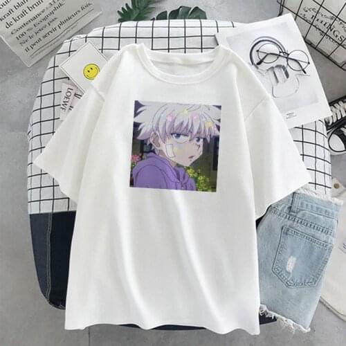Japan Anime Hunter X Hunter T Shirt Women Summer Short sleeve Loose Tops Killua Zoldyck Graphic print Tees Harajuku Gothic tops