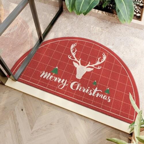 Hot Sale Happy New Year And Christmas PVC Non-slip Doormat Welcome Mat Hallway Bath Rug Christmas Decorations Footpads For Gift