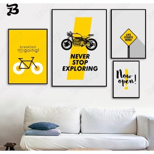 Canvas Painting Motorcycle Bike Inspiring Quotes Wall Art Nordic Posters Prints Modern Wall Pictures for Living Room Home Decor