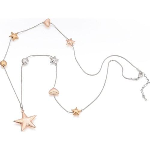 Classic Starts Pendant Necklace For Women Gold Black Mix Color Heart Snake Chain Long Necklace Fashion Jewelry Christmas Gift