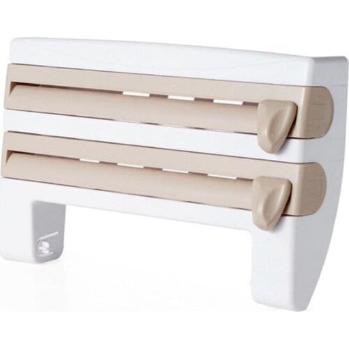 Kitchen Storage Organizer Plastic Wrap Dispenser Tin Foil Cling Cutter Roll Paper Rack Tissue Towel Case Sauce Bottle Holder