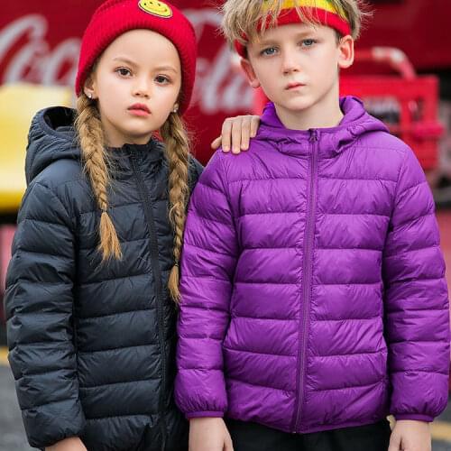 New 2021 Winter Duck Down Jacket Boy Girl Child Ultra Light Coat Hooded Thin Warm Big Boys Down Outerwears Kids Clothes W274