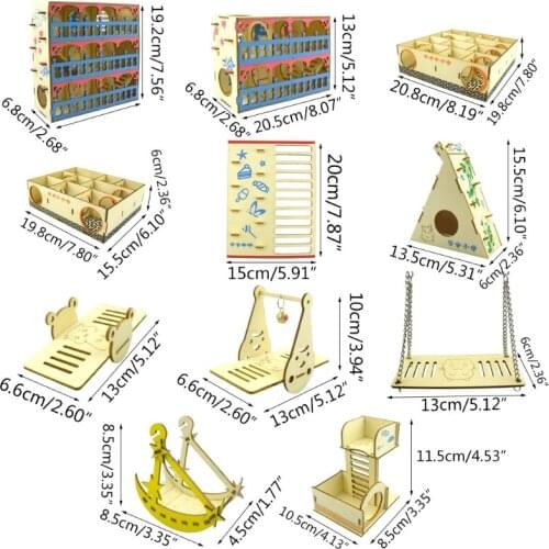 Hamster Maze Wooden Tube Tunnel Cage Seesaw House Swing Small Animals Pet Interactive Play Rest Exercise Toys for Rat Au18 21