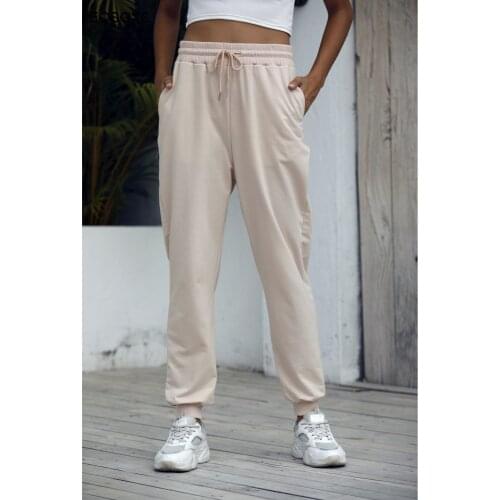 Summer Womens Clothing 2021 Harlem Pants Casual Elastic Lace Up Solid Color Casual Sports Pants All-match Trousers Female