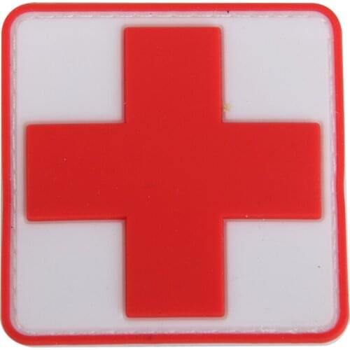 NEW Military 3D Red Cross PVC Hook Loop Fastener Patch Morale Badge