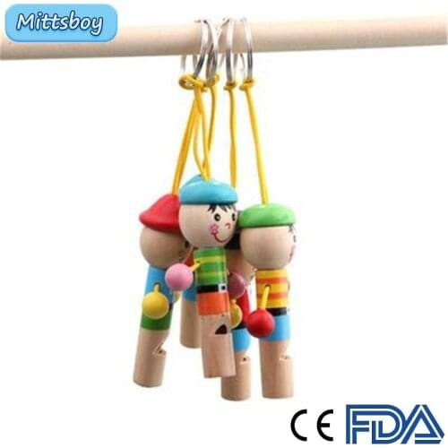 Montessori Educational Wooden Materiales toy 3D Pirate whistle Bucket Musical Instrument Toy Jigsaw Brain Training Learnings Toy