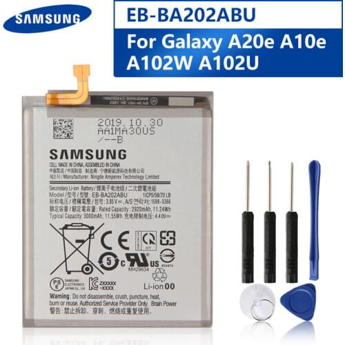 Original Replacement Phone Battery EB-BA202ABU For Samsung Galaxy A20e A10e A102W A102U A202F Rechargeable Battery 3000mAh