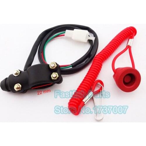 Kill Stop Switch & Safety Tether Engine Kill Stop Tether Open Safety Switch Push Button For Pit Mini Dirt Bike ATV Quad TRX