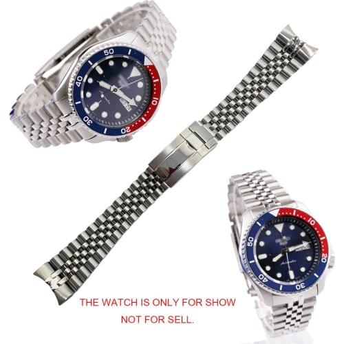 CARLYWET 22mm 316L Steel Solid Curved End Screw Links With Oyster Clasp Jubilee Bracelet Watch Band Strap For Seiko 5 SRPD53K1