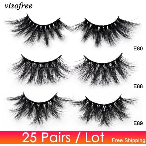 Visofree 25 pairs/lot Eyelashes 25mm Lashes Crisscross Cruelty Free Full Volume 3D Mink Lashes Soft Dramatic False Eyelash rzesy