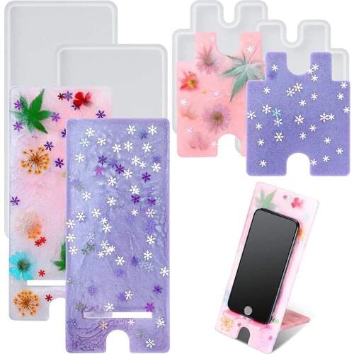 DIY Crystal Epoxy Tablet Long Phone Holder Silicone Mold Epoxy Mirror Creative Jewelry