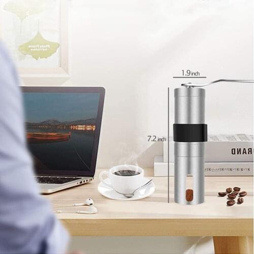 Silver Coffee Grinder Mini Stainless Steel Hand Manual Handmade Coffee Bean Burr Grinders Mill Kitchen Tool Grinders