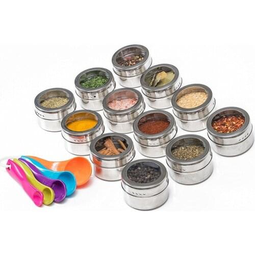 Stainless Steel Salt Pepper Shakers Sugar Spice Seasoning Pot Household Seasoning Bottle Cup Tank With Stickers Kitchen Tools