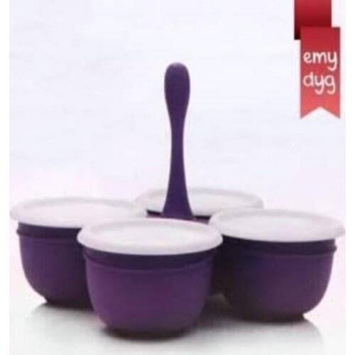 Tupperware Clover Purple 4 pcs Handle, Practical Confectionary, Clover Multi-Service, 4x250ml