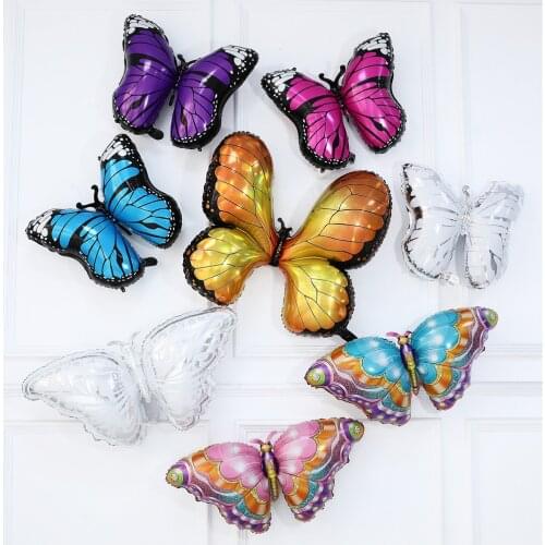 1pc Large Colorful Butterfly Foil Balloon Birthday Party Balloon Girls Gift Kids Toy Outdoor Activities Photo Prop Wedding Decor