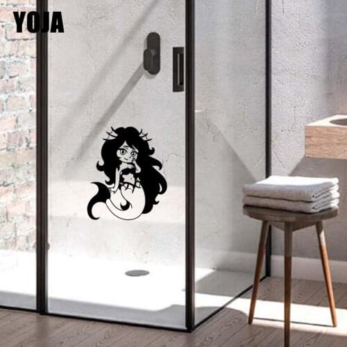 YOJA 26x22.3CM Bathroom Glass Mermaid Decal Decoration Bedroom Kitchen Wall Sticker G2-0252