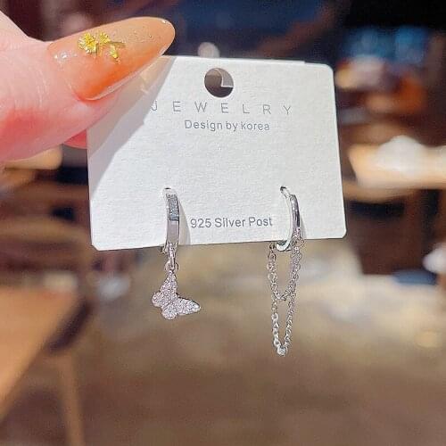 Zircon Bowknot Earrings for Women Korean New Trendy Design Asymmetry Dangle Earrings Female Delicate Fashion Drop Earrings Gifts