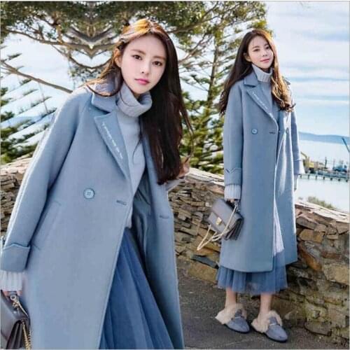 Women Jacket Coat Long Blend Outerwear 2019 New Autumn Winter Wear Overcoat Female Ladies Woolen Coats Jacket Clothes Z300
