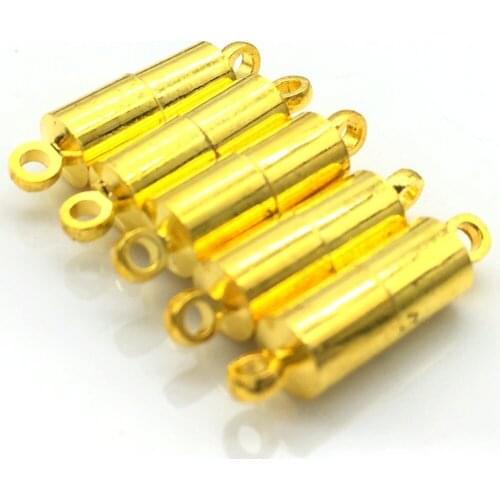 10pcs/Lot 19*5mm Gold Plated Cylindrical Necklace Connector Body Magnet Buckle Jewelry Accessories Wholesale PC-014