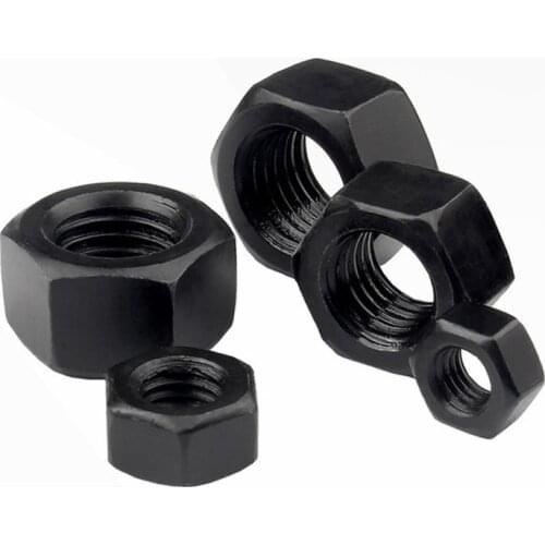100Pcs/M2 Black Hex Nuts Metric Carbon Steel Grade 8.8 DIN 934 Hex Hexagon Nut M2 N2.5 M3 M4 M5 M6 M8 M10 M12 M14 M16