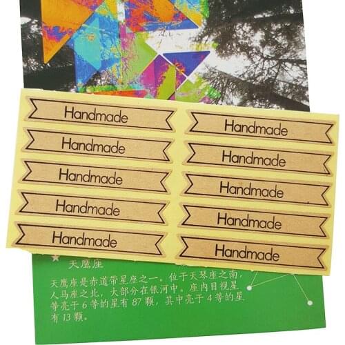 1000Pcs/lot HAND MADE Long Strip Handmade Cake Packaging Sealing Label Kraft Sticker Baking DIY Gift Stickers