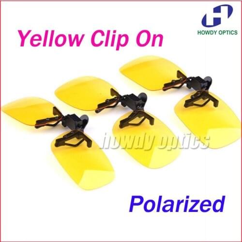 20pcs Free Shipping Wholesale Yellow Sunglasses Glasses Eyeglasses Polarized Clip On TAC Lens UV400