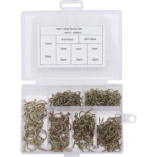 220Pcs/set 4-12mm Fuel Line Hose Tubing Spring Clips Clamps Assortment Kit for Motorcycle Scooter ATV HW172