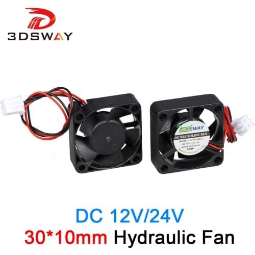 3DSWAY 3D Printer Parts Fan 30*30*10mm DC 12V 24V Cooling Fan Hydraulic Fan With XH2.54-2P Dupont Wires 150mm for Reprap Delta