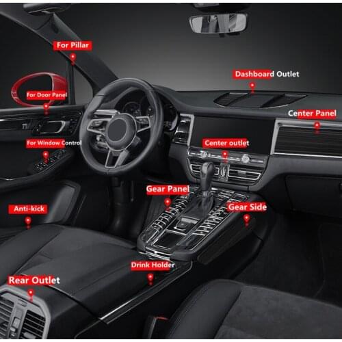 Car Gear Panel Window Control Panel Front Rear Side Outlet Sticker Moulding Trim for Porsche Macan 2014 2015 2016 2017 2018