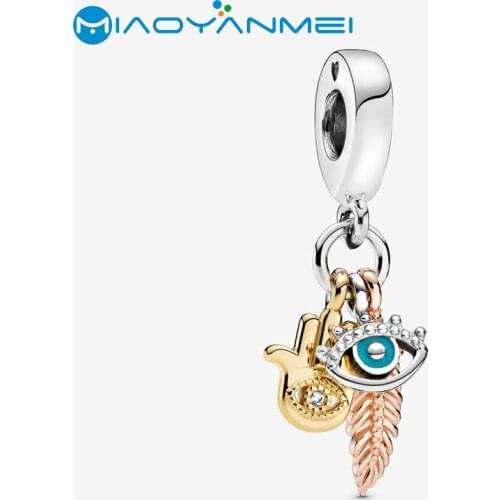 2020 Spring fit Original Pandora Bracelet 925 Sterling Silver Beads Hamsa All-seeing Eye Feather Charm Women DIY Fashion Jewelry