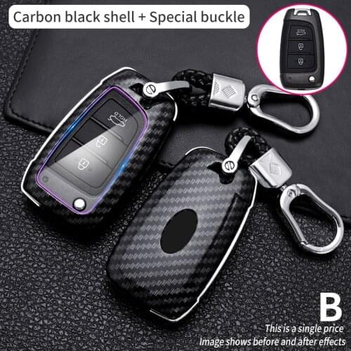 Car Key Case Cover carbon fiber for Hyundai Elantra Solaris 2016 2017 2018 3 Buttons Folding Remote Keys Shell Free Shipping Hot