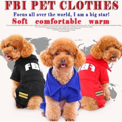 Pet Winter Warm Dog Clothes FBI Coat Cat Sweater Four-Leg Jacket Puppy Jumpsuit Costume Apparel