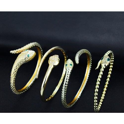 Daihe Classic Gold Plated Snake Bracelet Women Adjustable Colorful Cubic Zircon Copper Bracelet Bangles Female Gift Jewelry 2021
