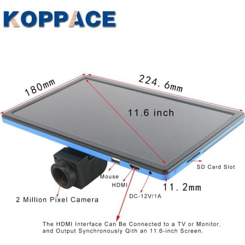 KOPPACE 2 Million Pixel Industrial Measurement Microscope Camera 11.6-inch HD Display Can Take Pictures and Video Measurement