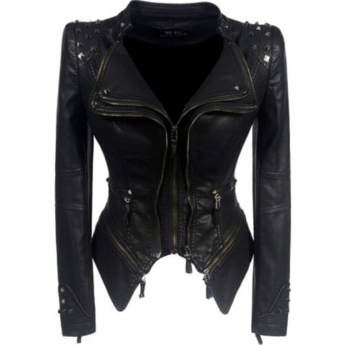Leather Jacket Women Femme Veste Chaqueta Mujer Motorcycle