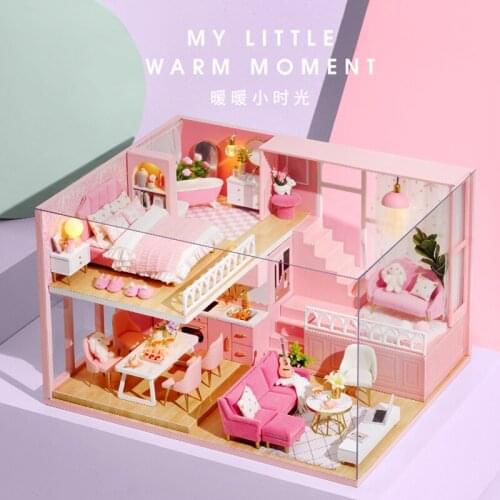 DIY Doll House Furniture My Little Warm Moment Miniature Dollhouse Toys for Children Cute Families House Casinha De Boneca House