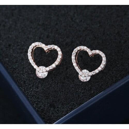 DE365 Fashion Delicacy Elegant Street Snap Heart Zircon Earring Gift Party Banquet WOMENS Jewelry Earrings