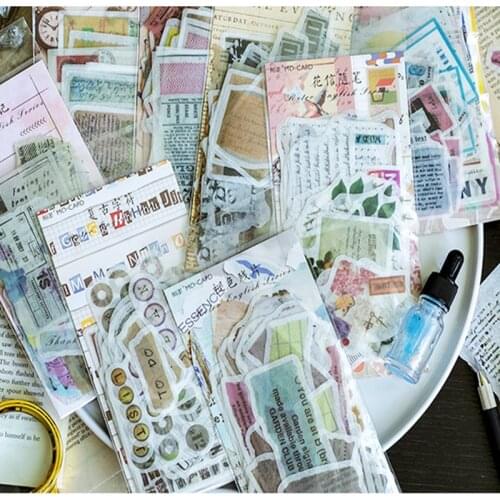 60pcs / Retro English alphabet series decorative stickers photo album diary label self adhesive stationery stickers