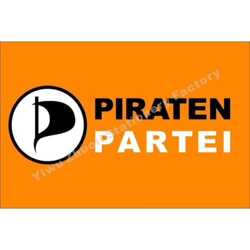 Germany Piratenpartei Deutschland Flag 150X90cm (3x5FT) 120g 100D Polyester Double Stitched High Quality Banner Free Shipping