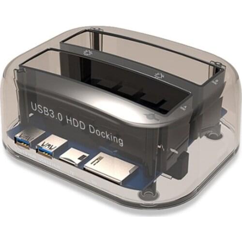 New Transparent Dual Bay HDD Dock Docking Station Compact External Hard Disk Drive For 2.5 Inch 3.5 Inch SATA HDD USB 3.0