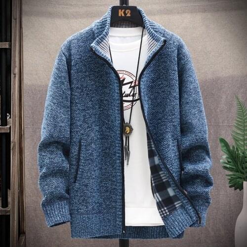 2021 New Mens Sweaters Autumn Winter Warm Cashmere Wool Zipper Cardigan Sweaters Man Casual Knitwear Sweatercoat male clothe