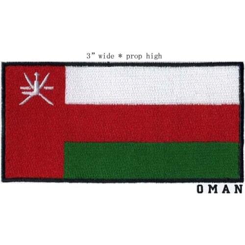 Oman 3" wide embroidery flag patch for clothes iron/Red represents good luck/T shape