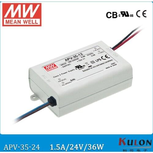 Original Mean Well APV-35-24 36W 1.5A 24V IP42 Meanwell Led drive APV-35 for LED lighting