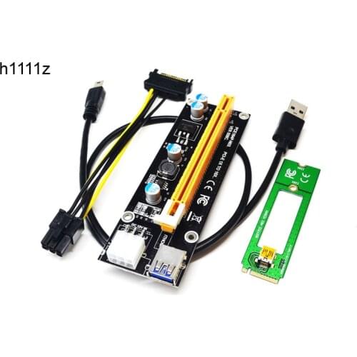 New 1X TO 16X M2 NGFF PCI-E PCI Express Extender Riser Card Adapter 60CM USB 3.0 Cable 6Pin Power Cable For Bitcoin Miner Mining