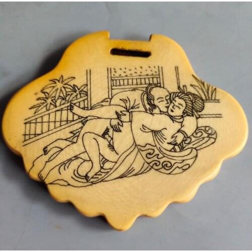 China Bone carving archaize Lock shape Pendant