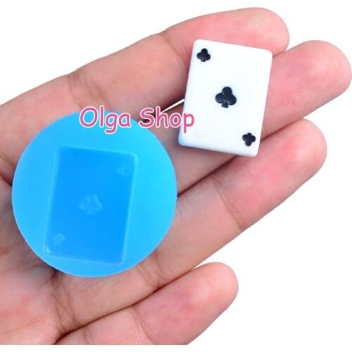 PYL817 21.5mm x 15.6mm Playing Cards Clubs Silicone Mold Fondant Cake Decoration Candy Resin Clay Earrings Necklace Craft Soap